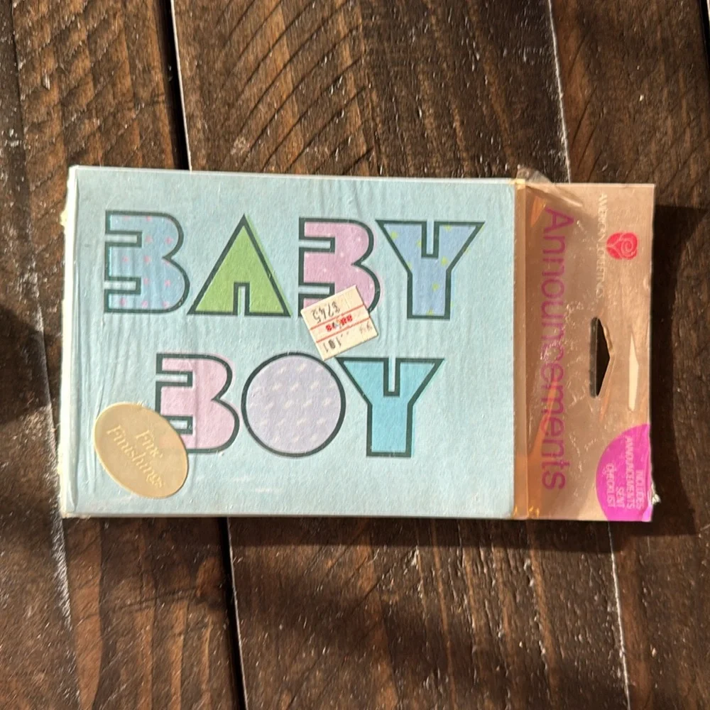 4 packages of vintage 1980s baby boy announcements.